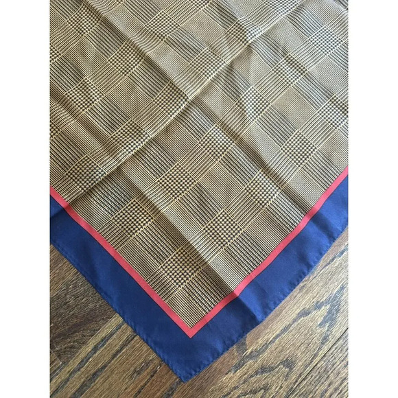 Echo Vintage Square 100% Silk Scarf Classic Plaid 34” X 34” - Picture 3 of 5